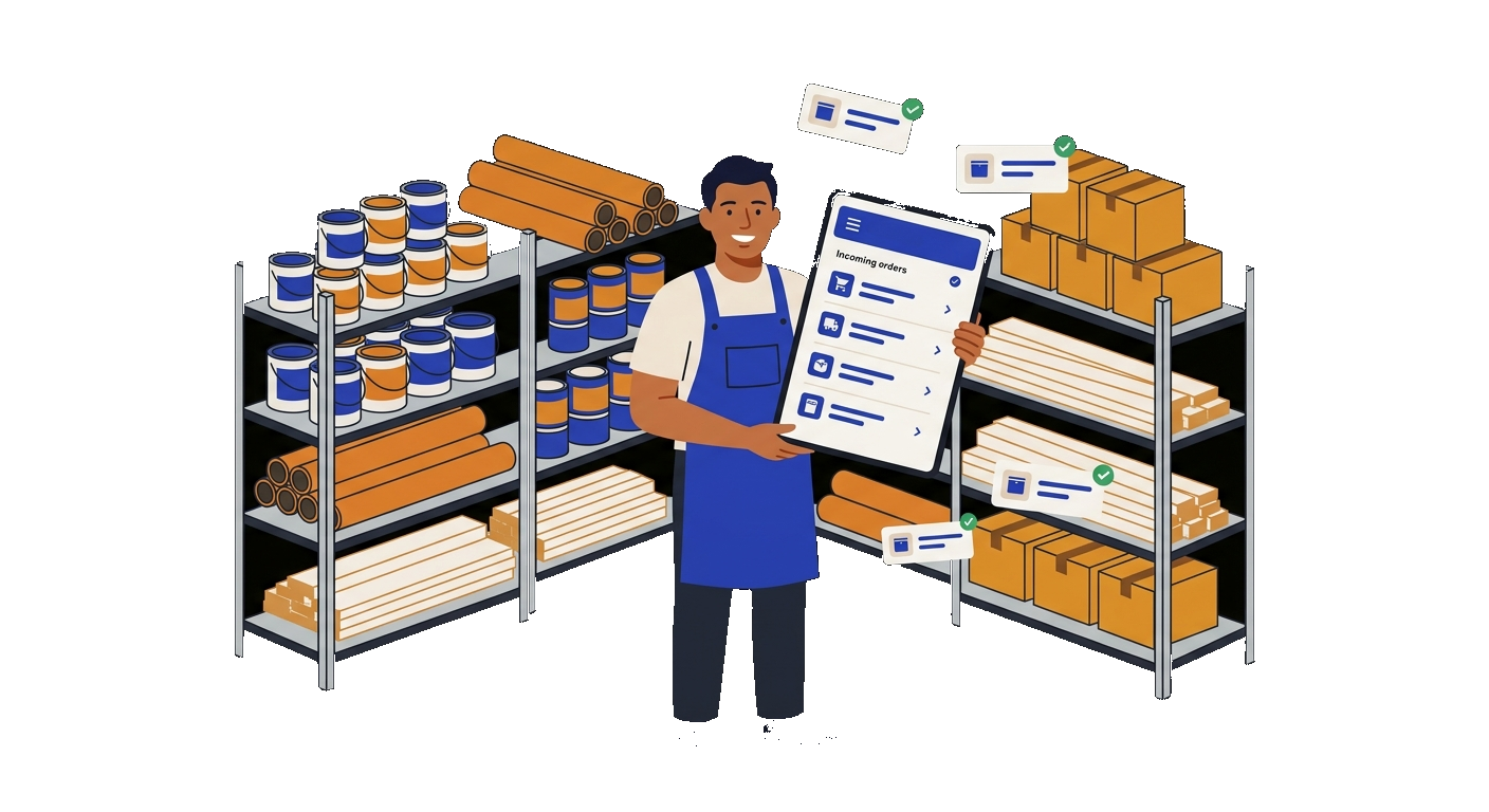 Supplier listing their catalog and receiving incoming orders